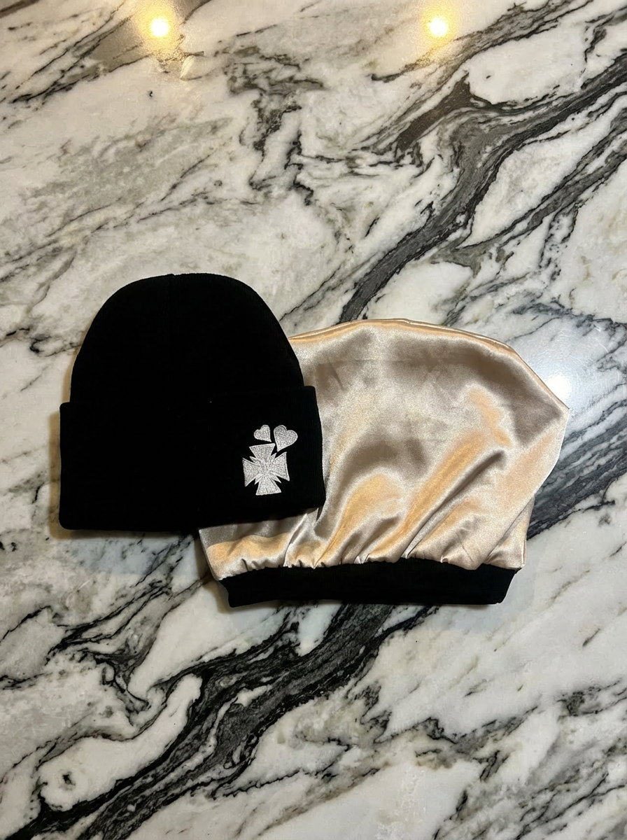 Black Satin Lined Beanie